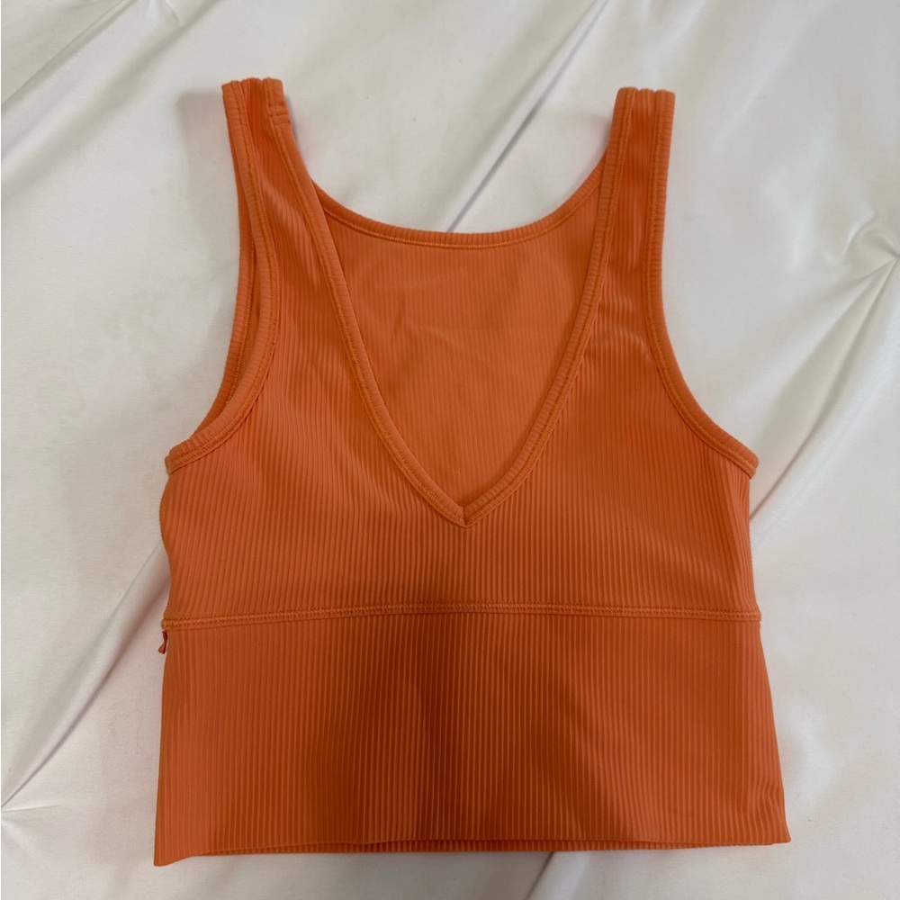 Lululemon Orange Power Pivot Ribbed Tank Top